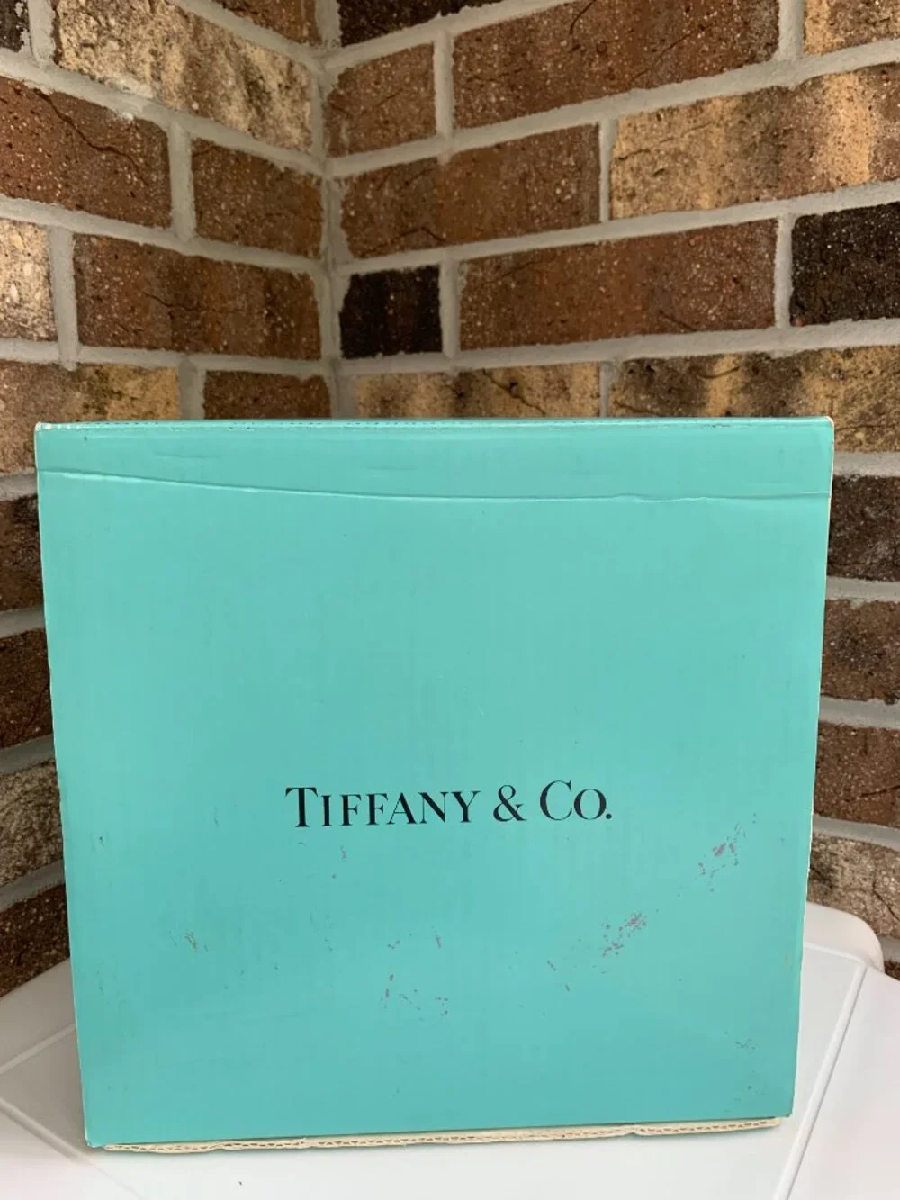 Tiffany & Co Plaid Lead Crystal Whiskey Decanter w Stopper Sticker Signed 10”